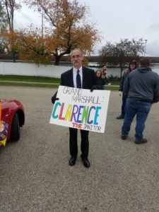 Clarence with sign